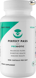 PERFECT PASS Probiotic, Natural Bacillus Spore Human Strains with 100% Survival Rate Through Stomach Acid and Bile for Gut and Digestive Wellness, Vegetarian, 30 Capsules