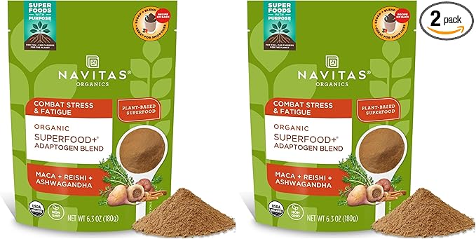 Navitas Organics Superfood+ Adaptogen Blend for Stress Support (Maca + Reishi + Ashwagandha),6.3oz Bag,30 Servings — Organic,Non-GMO,Vegan,Gluten-Free,Keto & Paleo.,(Pack of 2)