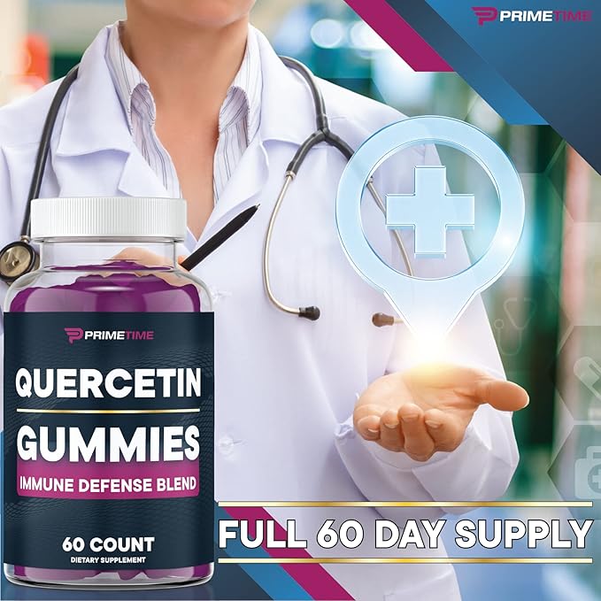 Primetime Sports Quercetin, Zinc,Vitamin C 1000mg Gummies Supplements with Elderberry, Flavonoid Vitamin for Kids Adults Immunity, Immune Support Gummy Booster 60 Count (Pack of 2)