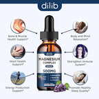 Magnesium Glycinate Liquid Drops, Magnesium Glycinate Supplement 500mg with Citrate, Malate, Ashwagandha, L-Theanine, Vitamin B6 for Sleep, Stress Relief, Bone, Muscle, Mood, Grape Flavor 2 Fl Oz