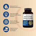 Methylated Multivitamin for Men and Women, 240 Capsules | 27-in-1 Formula with Vitamins B Complex, C, D3, K2, NAD, NAC, CoQ10, Resveratrol, Magnesium, Zinc & More | Daily Essential Vitamins