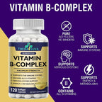 TheraSuva Vitamin B-Complex + CoQ10 + Vitamin C - Max Strength Supplement for Energy, Metabolism Support, 2 Month Supply, 120 Softgels