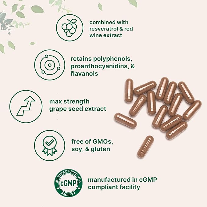 Micro Ingredients Grape Seed Extract, 240 Capsules | 3-in-1 Antioxidant Blend with Resveratrol & Red Wine Extracts | Max Strength Polyphenols Supplement | Non-GMO