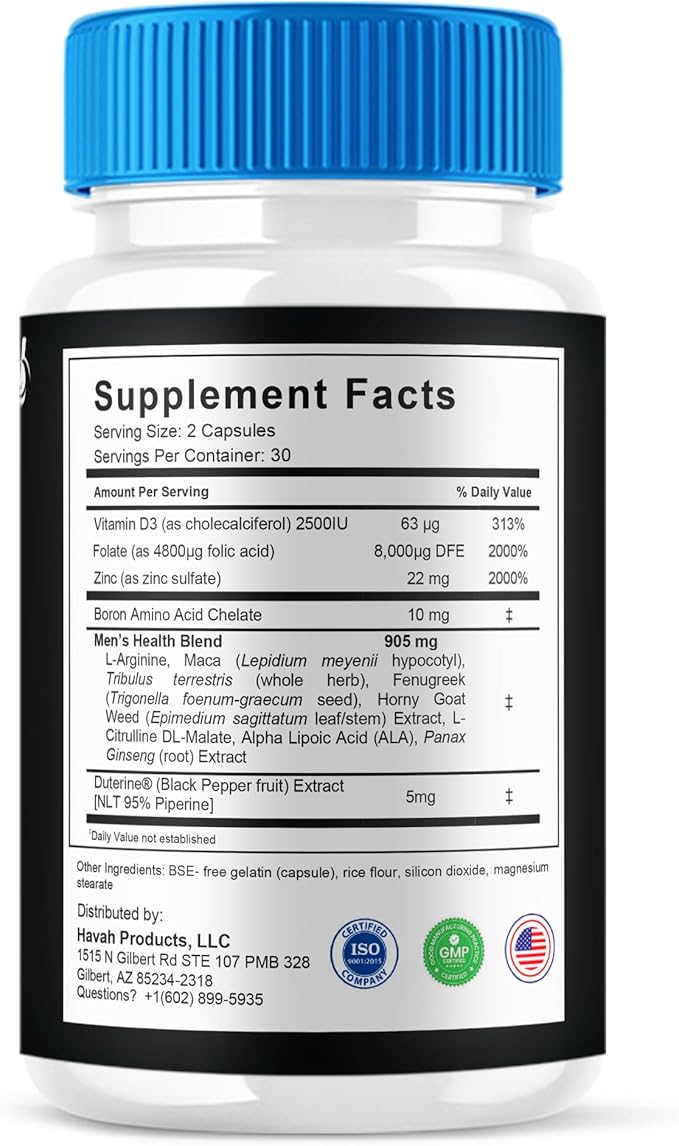 Iron Boost Pro Premium Supplement Capsules, Iron Boost Advanced Health Supplement Pills, Iron Boost Premium Daily Advanced Health Support and Overall Wellness Formula by Blue Vibe (60 Capsules)