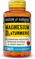 MASON NATURAL Magnesium & Vitamin D3 with Turmeric, 60 Day Supply Dietary Supplement with 500 mg Magnesium, 3000 IU Vitamin D3, and 150 mg Turmeric