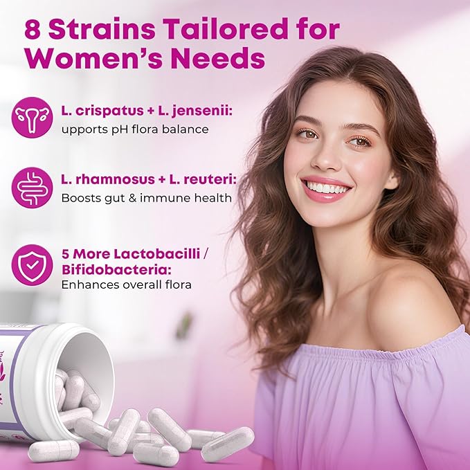 Vaginal Probiotics for Women: Daily Cranberry Probiotics with Prebiotics Support Digestive Urinary Tract Health pH Balance with 30 Billion CFU 8 Diverse Strains Vegan 60 Counts