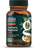 Gaia Herbs Turmeric Supreme Ache- Helps Provide Relief of Occasional Aches - with Turmeric Curcumin, Black Pepper, Devil’s Claw, Ginger, Feverfew & More - 60 Liquid Phyto-Capsules(30-Day Supply)