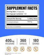BulkSupplements.com DIM Capsules - Diindolylmethane, DIM Supplement for Men & Women - Gluten Free, 2 Capsules per Serving, 360 Count (Pack of 1)