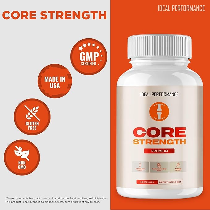 Core Strength Supplement Pills, Core Strength Capsules - All Natural Formula to Fortify Bones, Movement & Bolster Flexibility, CoreStrength Premium Health & Wellness Support Reviews (3 Pack)