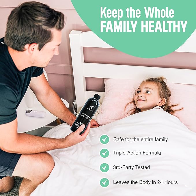 Colloidal Silver w/Nano Technology - 32ppm 16oz - 8X More Effective - Natural Immune Support - Save the Sick Days - Ages 5 & Up - Outperforms Higher PPM Silvers - No Taste & Smell - 3rd Party Tested