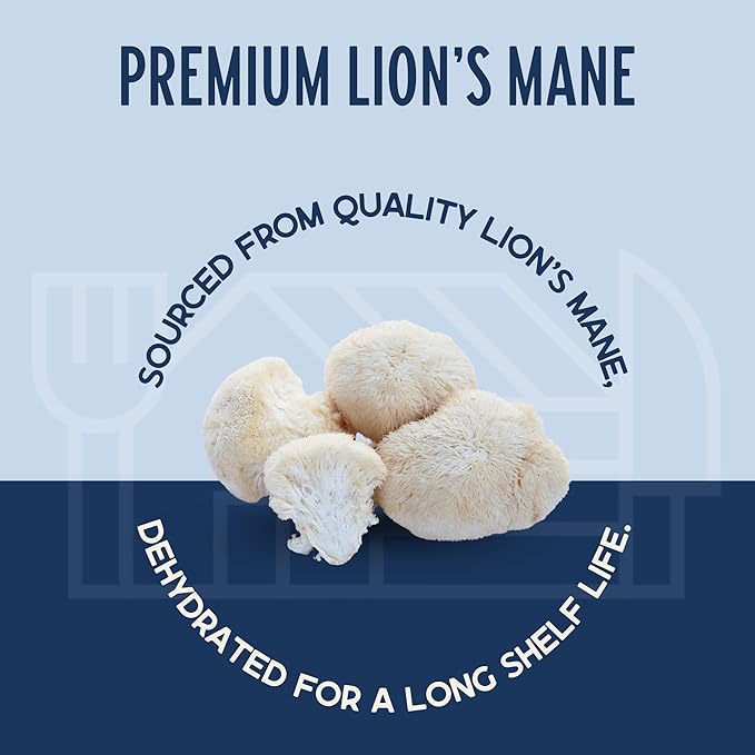 Harmony House Foods Dried Gourmet Lion's Mane Mushrooms (2.25 oz, Quart Size Jar)