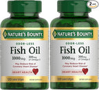 Nature's Bounty 300 mg Omega-3 Fish Oil 1000 mg Softgels 120 Coated Soft Gels (Pack of 2)