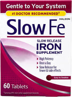 Slow Fe, High Potency Iron 45 mg, Slow Release - 60 Tablets - Pack of 2