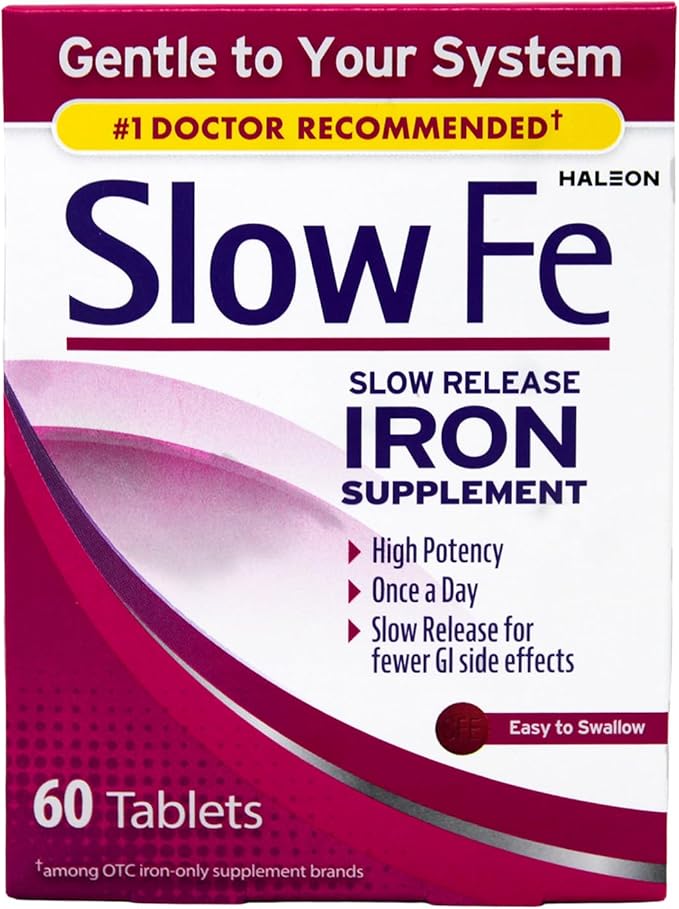 Slow Fe, High Potency Iron 45 mg, Slow Release - 60 Tablets - Pack of 2