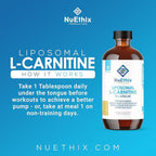 NuEthix Formulations Lipsomal L-Carnitine Supplement 600mg with L-Citrulline 1000mg for Healthy Weight Management, Fat Metabolism, Energy Production and Increased Blood Flow, for Men & Women