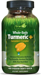 Irwin Naturals Whole-Body Turmeric+ - 60 Liquid Softgels - BioPerine Complex Enhanced Absorption - 30 Total Servings