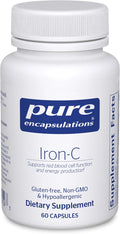 Pure Encapsulations Iron-C - 15 mg - 175 mg Vitamin C - Red Blood Cell Support* - Energy Production - Highly Bioavailable Iron Pill - Gluten Free & Vegan - 60 Capsules