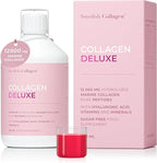 Swedish Collagen Deluxe | 12,500 mg Hydrolyzed Marine Collagen Liquid Supplement - 500 ml, 20 Day Supply | Hyaluronic Acid, Biotin and Vitamin C for Healthy Hair, Skin, Nails and Joints | Sugar-Free