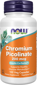 NOW Supplements, Chromium Picolinate 200 mcg, Insulin Co-Factor*, 100 Veg Capsules