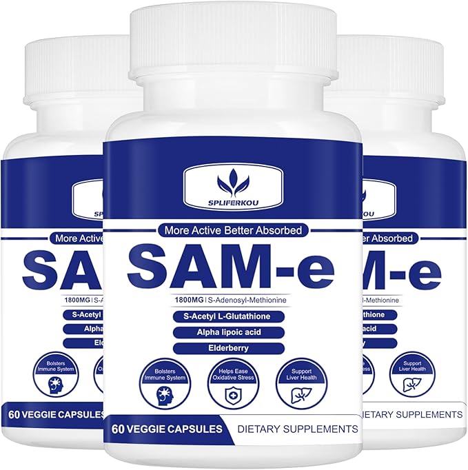 1800mg Sam-e Supplement with Alpha Lipoic Acid + Turmeric, Elderberry, Jujube Extract, Support Liver Health, Boost Immune System, 180 Capsules