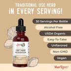 MaryRuth Organics Lions Mane Mushroom Supplement, Up to 1 Month Supply, Nootropic USDA Organic Lions Mane Extract Nervine Herbal Liquid Drops, Brain Health Non-GMO Vegan Alcohol Free Tincture, 1 Fl Oz