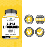 American Standard Supplements Alpha Lipoic Acid 1300mg Per Serving - Vegan, Gluten Free, Non-GMO, 60 Capsules, 30 Servings