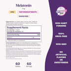 Natrol Kids Fast Dissolve Melatonin 1 mg, Dietary Supplement for Restful Sleep, Sleep Tablets for Kids, 60 Sugar-Free Blue-Razz-Flavored Melatonin Tablets, 60 Day Supply