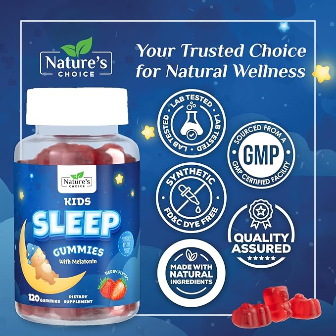 Kids Melatonin Gummies - 2mg Melatonin Per Serving - Best Children's Melatonin Gummy for Restful Sleep - Kids Chewable Sleep Supplement - Natural Tasty Berry Flavor - Non-GMO Vegan - 120 Gummies
