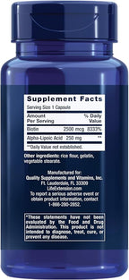 Life Extension Alpha-Lipoic Acid with Biotin, for Cell Protection, Universal antioxidant for Liver & Nerve Health, Gluten-Free, Non-GMO, 60 Capsules