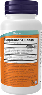 NOW Foods Supplements, Tri-Chromium™ 500 mcg with Cinnamon, Insulin Co-Factor*, 90 Veg Capsules