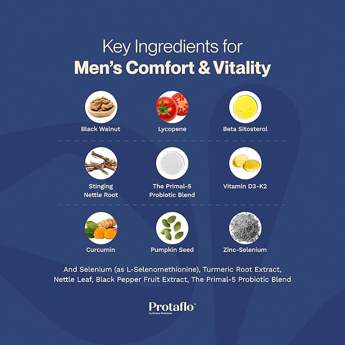 Prostate Supplements for Men 4 Pack - Supports Urinary Flow & Bladder Control | Probiotics + Black Walnut, Nettle, Turmeric, Lycopene, Pumpkin Seed, Vitamin D3 & K2, Zinc + Selenium, 60 Caps