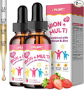 Liquid Iron Supplement for Kids, Women & Men - Kids Multivitamin with Iron Drops - Immune Support, Blood Builder & Energy Support for Iron Deficiency, Anemia - Strawberry Flavor, 4 Fl Oz