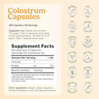 100% Pure Bovine Colostrum (Grass-Fed) | High IgG for Immune Support & Gut Health | Anti-Aging | Colostrum | 180 Capsules