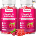 Haohan Vitamin B2 400mg with Magnesium Gummies for Migraine and Nervous System Support in Sugar-Free Vegan Raspberry Flavor, 120 Count for Adults and Kids