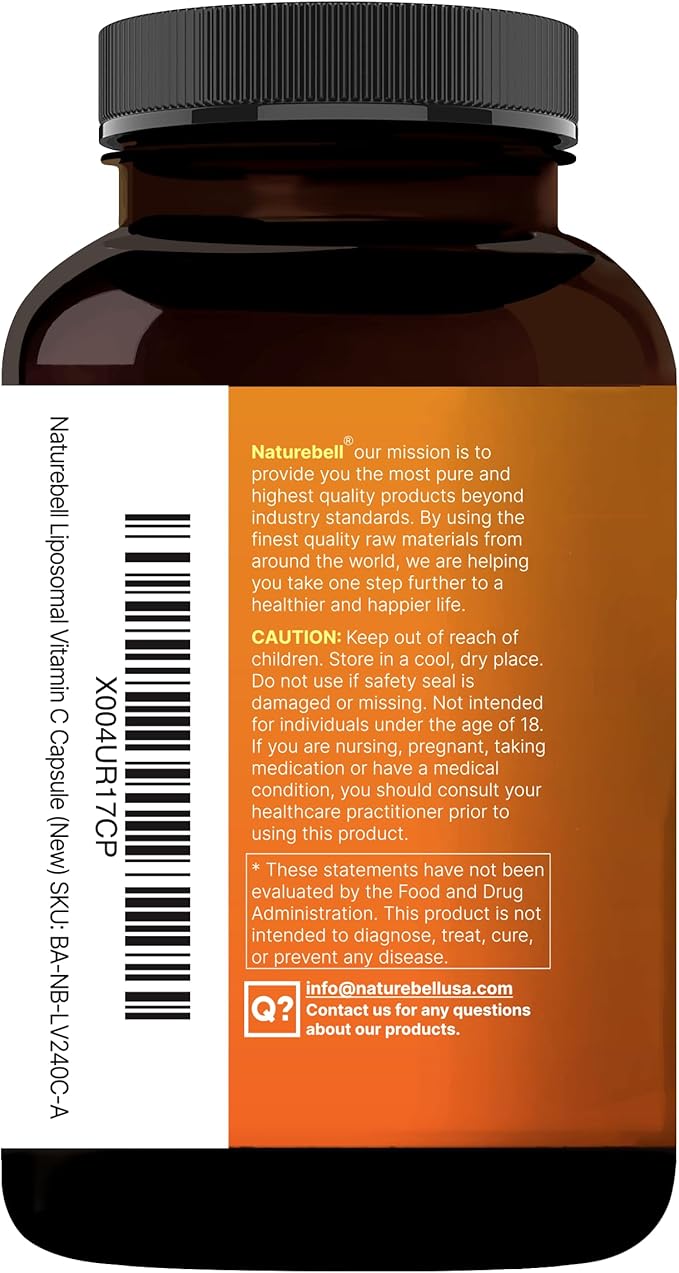 NatureBell Liposomal Vitamin C 2,000mg Per Serving, 240 Capsules | High Absorption Fat-Soluble Vitamins – Max Strength Antioxidant* Supplement – Non-GMO, Gluten Free