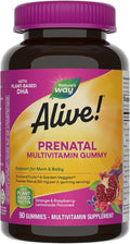 Nature’s Way Alive! Gummy Prenatal Vitamins, Prenatal Multivitamin Supplement with Plant-Based DHA for Brain & Eye Development*, Vegetarian Orange Raspberry Lemonade Flavored, 90 Gummies