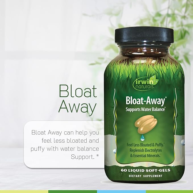 Irwin Naturals Bloat-Away - Water Balance Support - Replenish Electrolytes & Essential Minerals - 60 Liquid Soft-Gels - 2 Pack