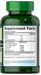 Puritan's Pride Premium Natural Flax Oil 1000 mg Omega-3, 6 & 9 Cold Pressed, 120 Softgels