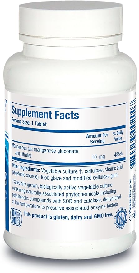 Biotics Research Mn Zyme, Manganese, Trace Mineral, Antioxidant, Metabolism Support, Healthy Cholesterol, Bone and Cartilage Development. 100 Tablets
