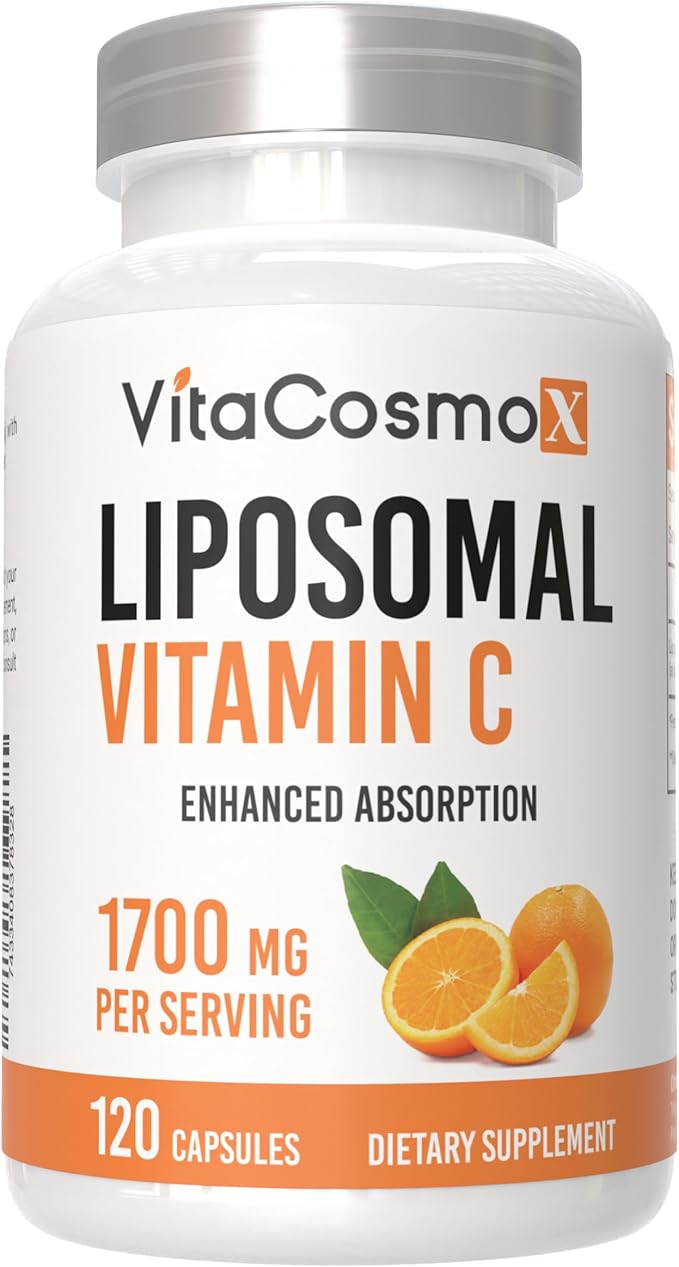 Liposomal Vitamin C Supplement, 1700mg, 120 Capsules 100% Vegetarian, Non-GMO & Gluten Free, High Absorption - 2 Pack
