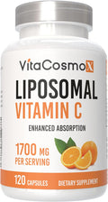 Liposomal Vitamin C Supplement, 1700mg, 120 Capsules 100% Vegetarian, Non-GMO & Gluten Free, High Absorption