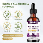 Organic Milk Thistle Liquid Drops with Dandelion Liquid, 80% Silymarin, 98% High Absorption, Liver Support, Vegan Gluten-Free GMO-Free, Extra Strength, 2 fl oz
