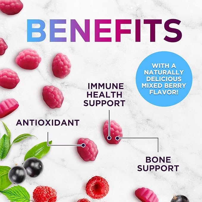 Zinc Gummies 50mg per Serving - Extra Strength Immune Support Antioxidant Gummy, Non-GMO & Gluten Free - Best Zinc Supplement for Skin Bone & Heart Health - Chewable Tasty Berry Flavor - 120 Gummies