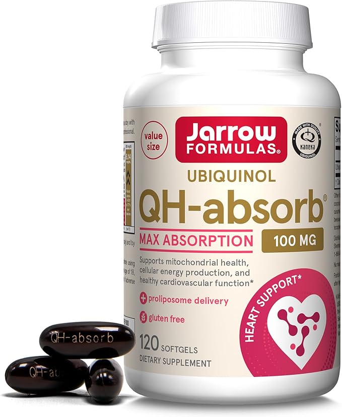 Jarrow Formulas QH-Absorb Ubiquinol 100mg - 120 Softgels - High Absorption & Active Antioxidant Form of Co-Q10 - Supports Mitochondrial Energy Production & Healthy Cardiovascular Function