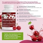 5 in 1 Tart Cherry Extract 3100mg with Bromelain & Chanca Piedra - Support Healthy Uric Acid Levels Already Within Normal Range, Joint Comfort, Non-GMO Vegan Gluten-Free, 60 Capsules