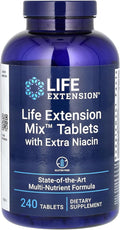 Life Extension Mix™ Tablets with Extra Niacin, high Potency, Advanced Vitamin, Mineral, Fruit & Vegetable Formula, Plus Extra B3, for Whole-Body Health, Healthy Aging, Gluten-Free, 240 Tablets