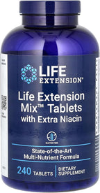 Life Extension Mix™ Tablets with Extra Niacin, high Potency, Advanced Vitamin, Mineral, Fruit & Vegetable Formula, Plus Extra B3, for Whole-Body Health, Healthy Aging, Gluten-Free, 240 Tablets