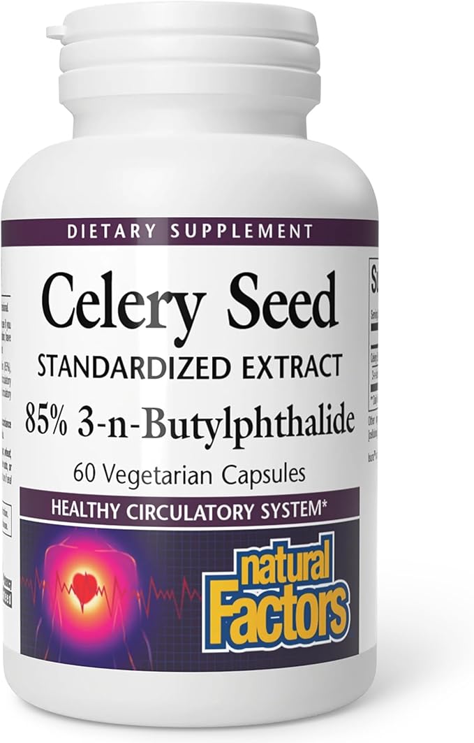 Celery Seed Extract by Natural Factors, Herbal Supplement for a Healthy Circulatory System, 60 Capsules