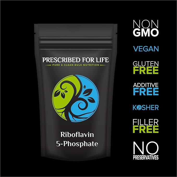 Prescribed For Life Riboflavin 5 Phosphate Powder, Vegan Vitamin B2 Supplement Powder, Gluten Free, Non GMO, Soy Free, Kosher, Natural Vitamins for Hair, Skin and Nails (2kg / 4.4lb)