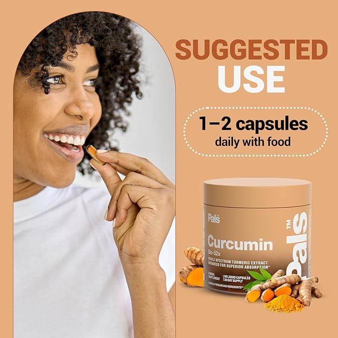 Turmeric Curcumin Supplement 500mg Bio-52x Max Absorption 98% Pure Turmeric Supplement Capsules with Extra Strength Curcumin 95% Curcuminoids Extract Antioxidant Joint Support, Non-GMO Vegan, 30 Days